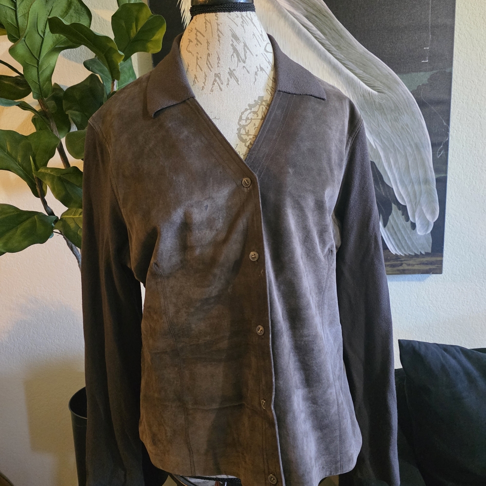 Perfect Vintage Y2K Jones New York Chocolate Brown Suede Leather Jacket